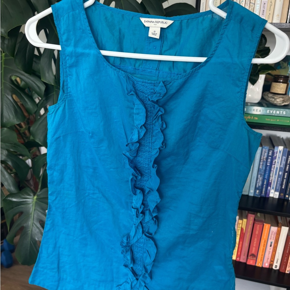 Banana Republic Teal Ruffle Blouse